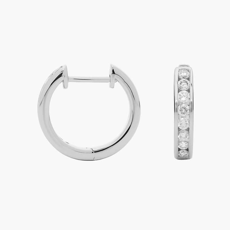 Lab Grown Diamond Channel Hoop Earrings in 14k White Gold (1/2 ct. tw.)