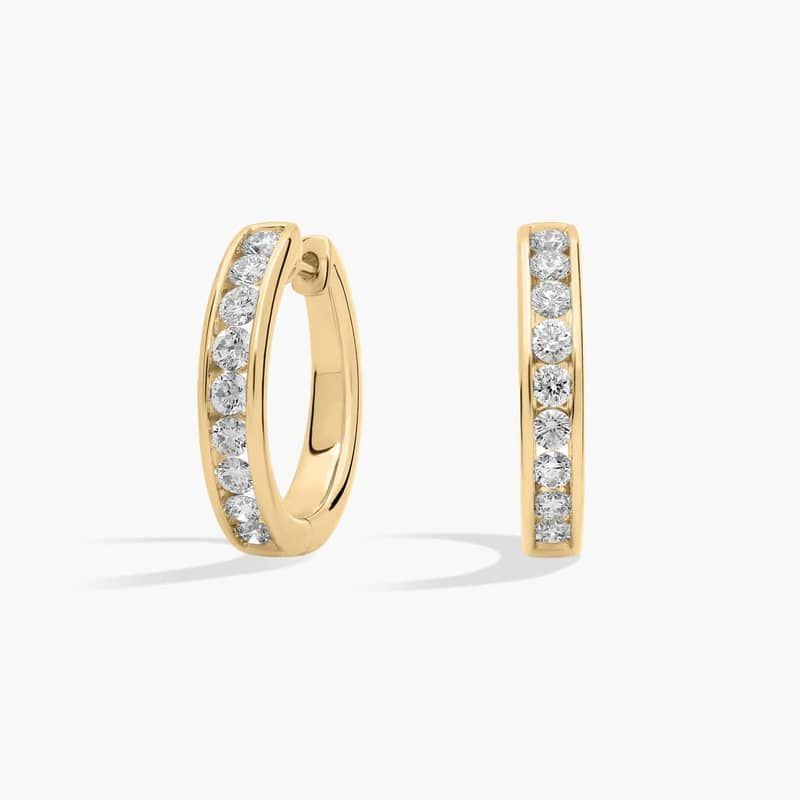 Lab Grown Diamond Channel Hoop Earrings in 14k Yellow Gold (1 ct. tw.)