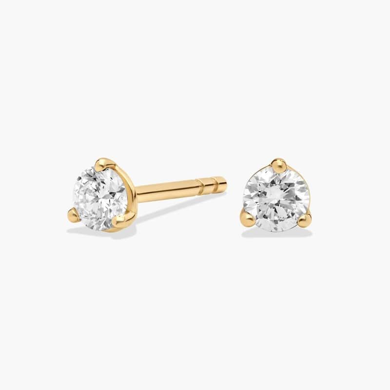 Three Prong Martini Round Brilliant Lab Grown Diamond Earrings  In 14K Yellow Gold (1/4 Ct. tw. - F-G / VS2-SI1)