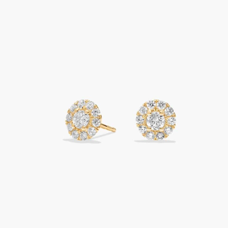 Halo Diamond Stud Earrings In 14K Yellow Gold (1/2 Ct. tw. - H-I / SI1-SI2)