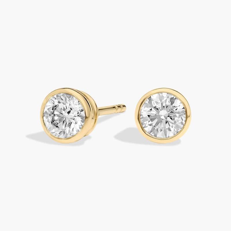 Bezel Set Diamond Stud Earrings In 14K Yellow Gold (3/4 Ct. tw. - H-I / SI1-SI2)