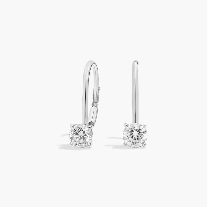 Lever Back Hidden Halo Diamond Stud Earrings In 14K White Gold (3/4 Ct. tw. - H-I / SI1-SI2)