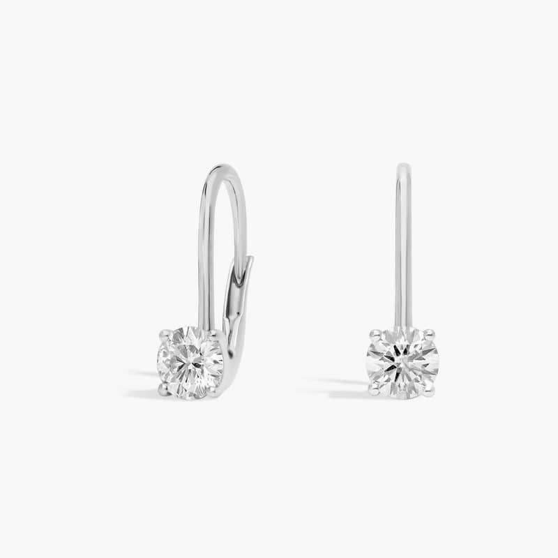 Lever Back Hidden Halo Lab-Grown Diamond Stud Earrings In 14K White Gold (1 Ct. tw. - F-G / VS2-SI1)