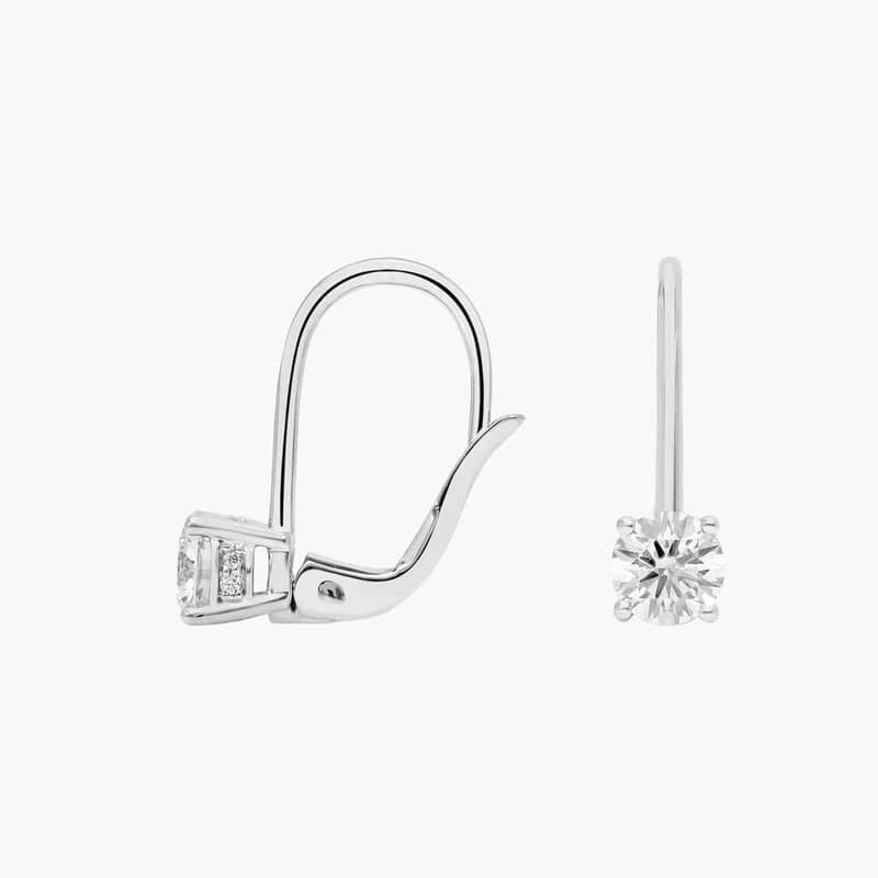 Lever Back Hidden Halo Lab-Grown Diamond Stud Earrings In 14K White Gold (1 Ct. tw. - F-G / VS2-SI1)