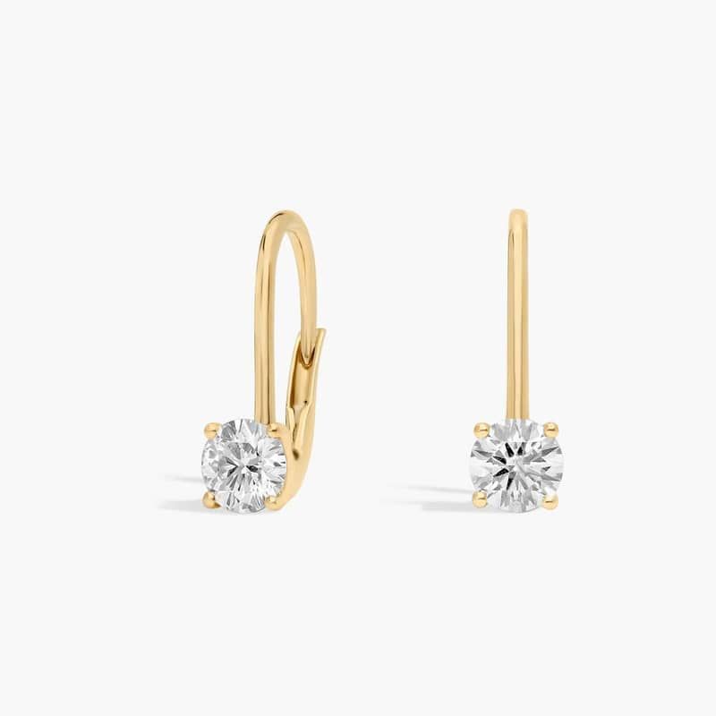 Lever Back Hidden Halo Diamond Stud Earrings In 14K Yellow Gold (1 Ct. tw. - H-I / SI1-SI2)