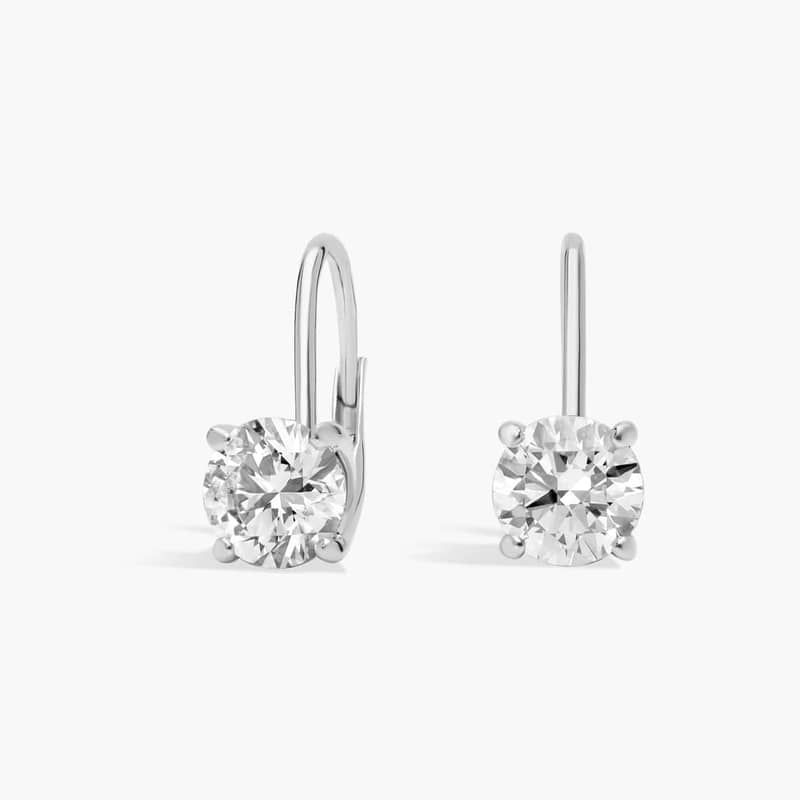 Lever Back Hidden Halo Lab-Grown Diamond Stud Earrings In 14K White Gold (3 Ct. tw. - F-G / VS2-SI1)