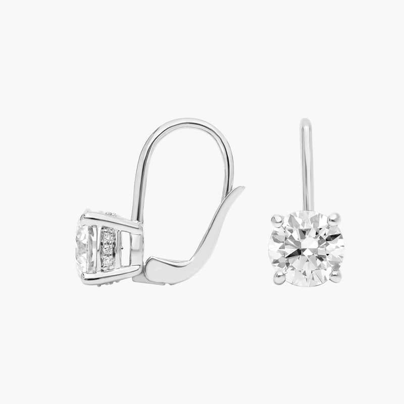 Lever Back Hidden Halo Lab-Grown Diamond Stud Earrings In 14K White Gold (3 Ct. tw. - F-G / VS2-SI1)