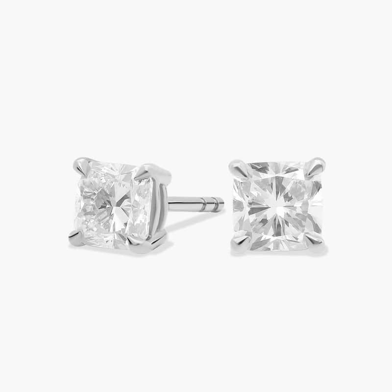 Cushion Cut Lab-Grown Diamond Stud Earrings In 14K White Gold (1 Ct. tw. - F-G / VS2-SI1)