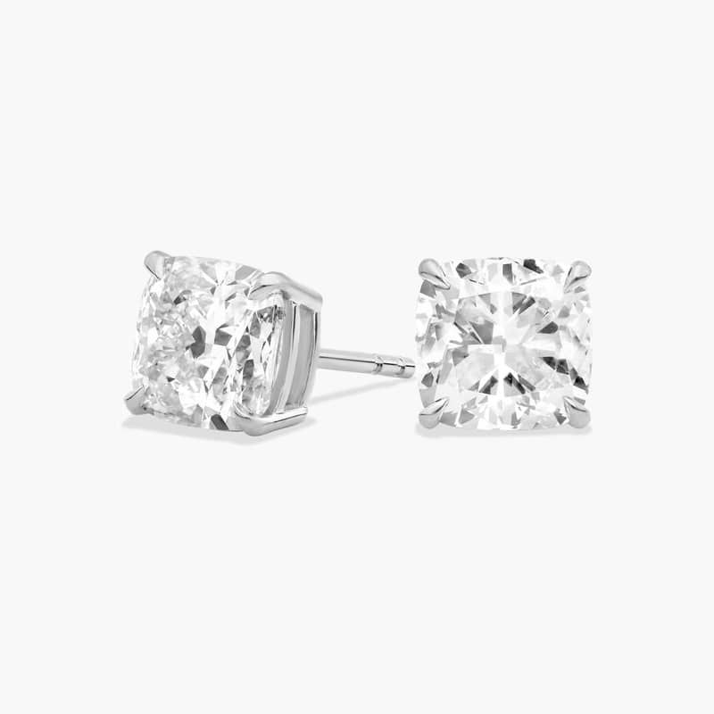 Cushion Cut Lab-Grown Diamond Stud Earrings In 14K White Gold (3 Ct. tw. - F-G / VS2-SI1)