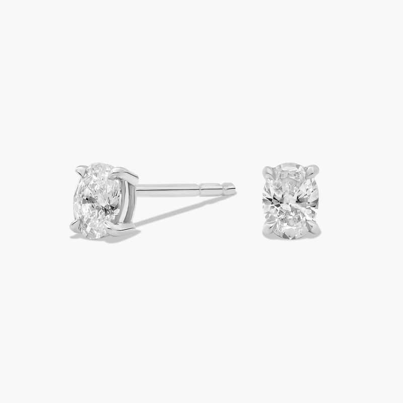 Oval Cut Lab-Grown Diamond Stud Earrings In 14K White Gold (1/4 Ct. tw. - F-G / VS2-SI1)