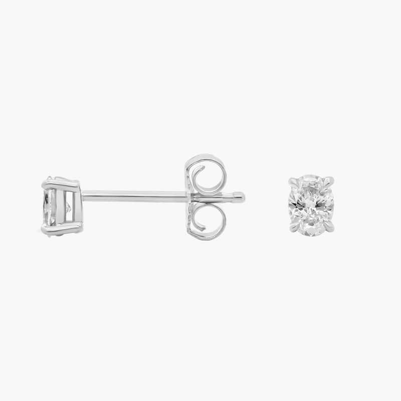 Oval Cut Lab-Grown Diamond Stud Earrings In 14K White Gold (1/4 Ct. tw. - F-G / VS2-SI1)