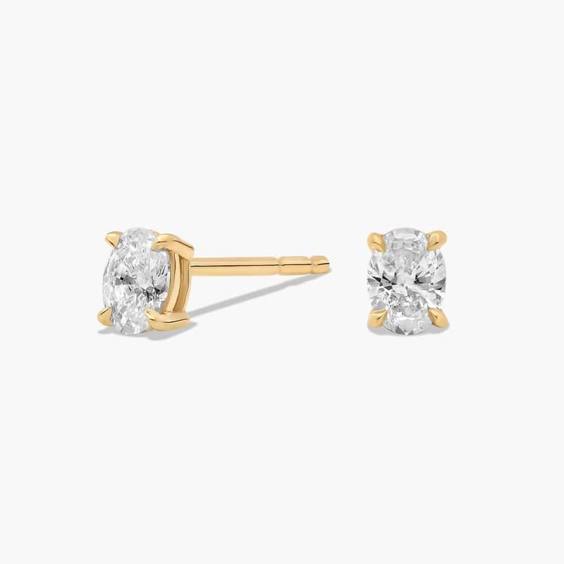 Oval Cut Lab-Grown Diamond Stud Earrings In 14K Yellow Gold (1/4 Ct. tw. - F-G / VS2-SI1)