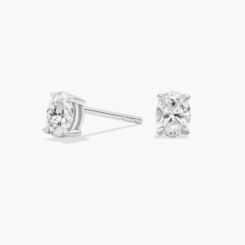 Oval Cut Lab-Grown Diamond Stud Earrings In 14K White Gold (1/2 Ct. tw. - F-G / VS2-SI1)