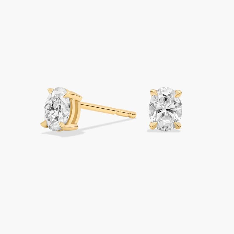 Oval Cut Diamond Stud Earrings In 14K Yellow Gold (1/2 Ct. tw. - H-I / SI1-SI2)