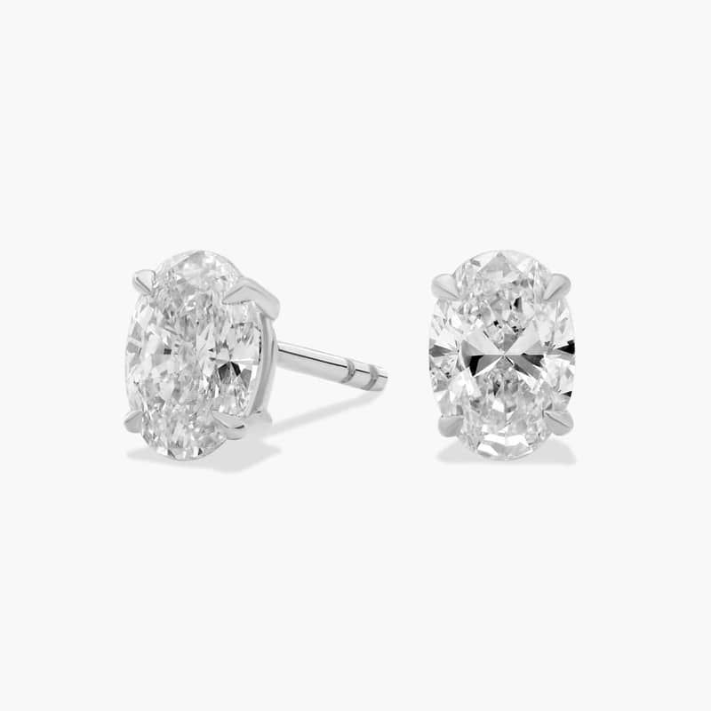 Oval Cut Lab-Grown Diamond Stud Earrings In 14K White Gold (1 Ct. tw. - F-G / VS2-SI1)