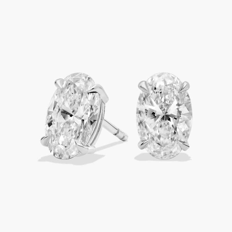 Oval Cut Diamond Stud Earrings In 14K White Gold (2 Ct. tw. - H-I / SI1-SI2)