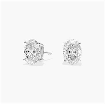 Oval Cut Lab-Grown Diamond Stud Earrings in 14k White Gold (4 ct. tw. - F-G / VS2-SI1)
