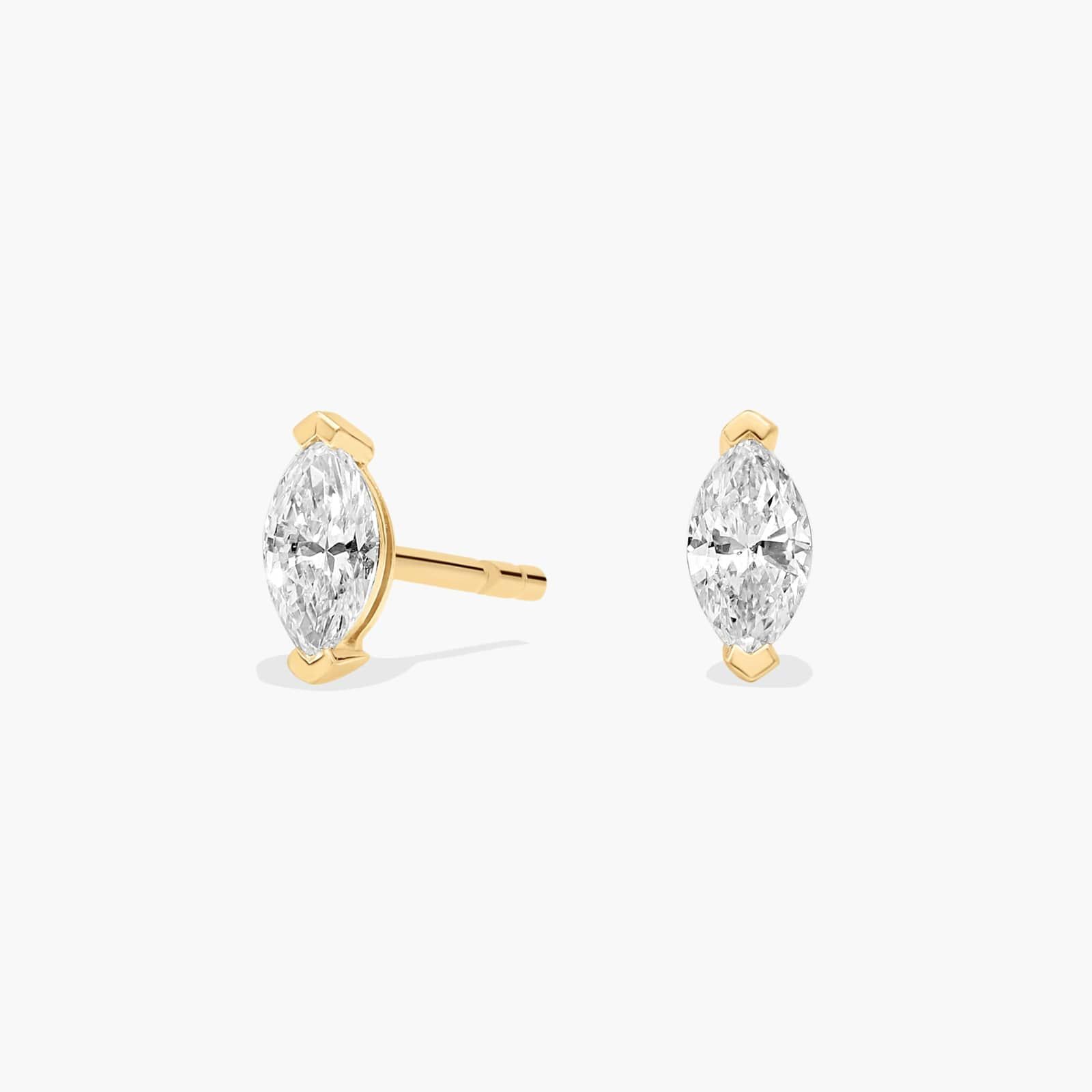 1 ct Marquise Cut Solitaire store Studs Designer Genuine Flawless VVS1 Champagne Simulated Diamond 14K 18K Yellow Gold Earrings Screw back