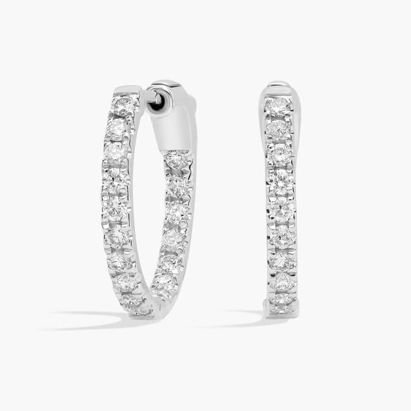 Inside Out Lab Grown Diamond Round Hoops, 1/2 Inch Diameter In 14K White Gold (1/2 Ct. tw. - F-G / VS2-SI1)