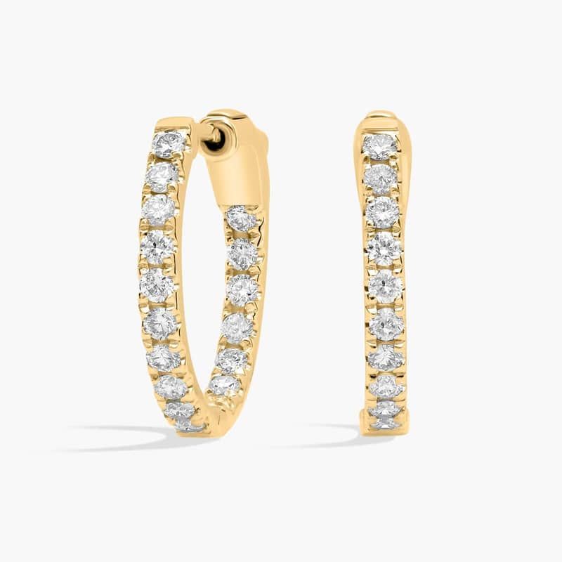 Inside Out Lab Grown Diamond Round Hoops, 1/2 Inch Diameter In 14K Yellow Gold (1/2 Ct. tw. - F-G / VS2-SI1)