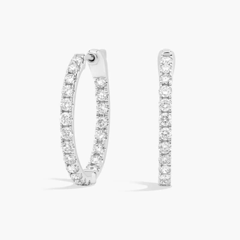 Inside Out Lab Grown Diamond Round Hoops, 3/4 Inch Diameter In 14K White Gold (1 1/2 Ct. tw. - F-G / VS2-SI1)