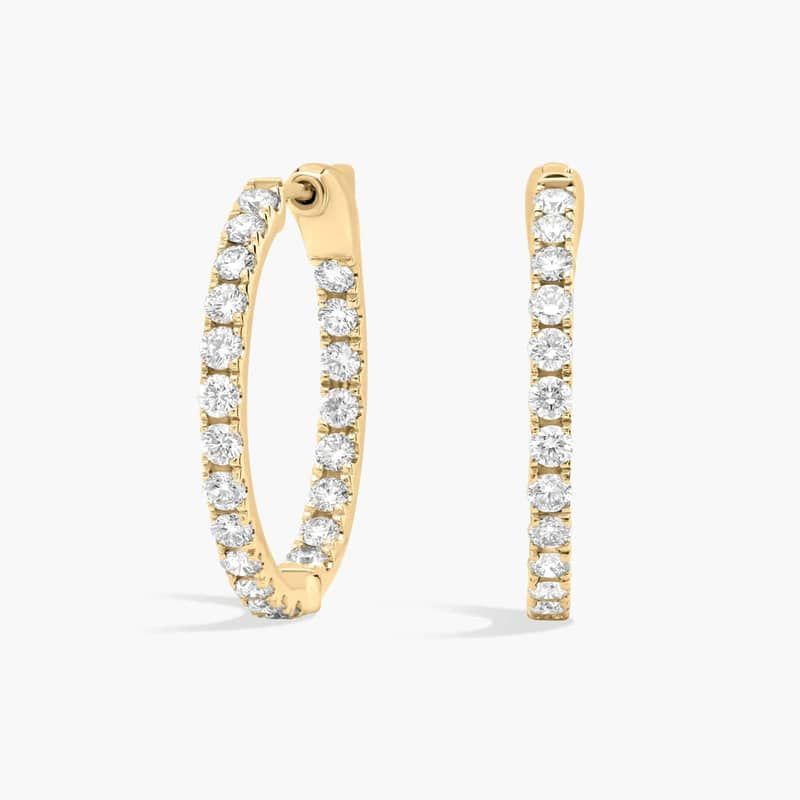 Inside Out Lab Grown Diamond Round Hoops, 3/4 Inch Diameter In 14K Yellow Gold (1 1/2 Ct. tw. - F-G / VS2-SI1)