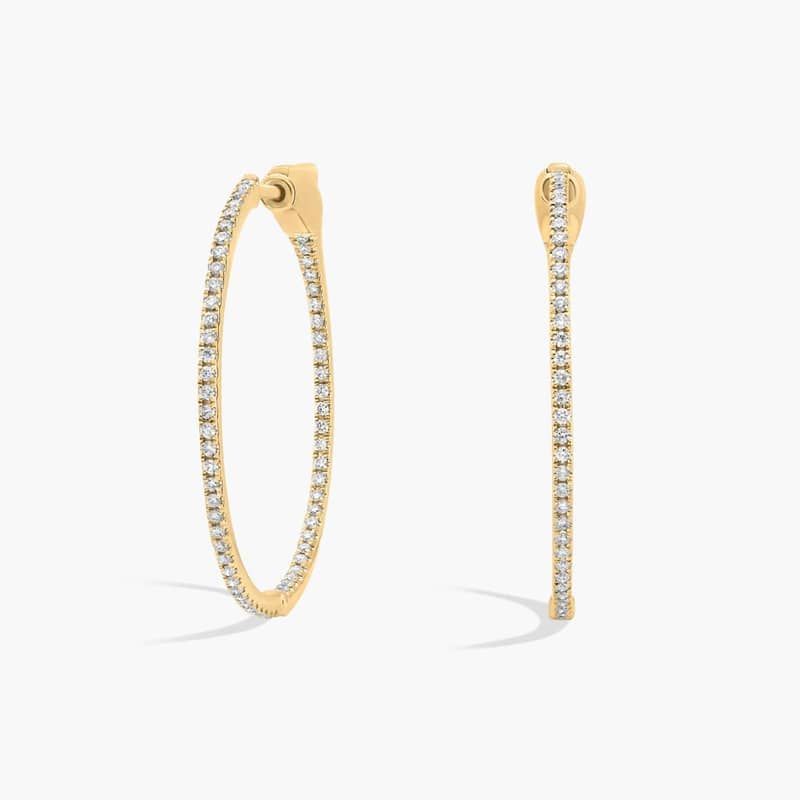 Inside Out Lab Grown Diamond Round Hoops, 1 Inch Diameter In 14K Yellow Gold (1/2 Ct. tw. - F-G / VS2-SI1)