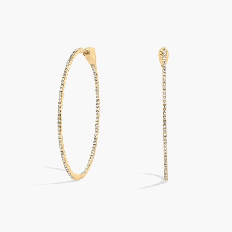 Inside Out Lab Grown Diamond Round Hoops, 1 1/2 Inch Diameter In 14K Yellow Gold (1/2 Ct. tw. - F-G / VS2-SI1)