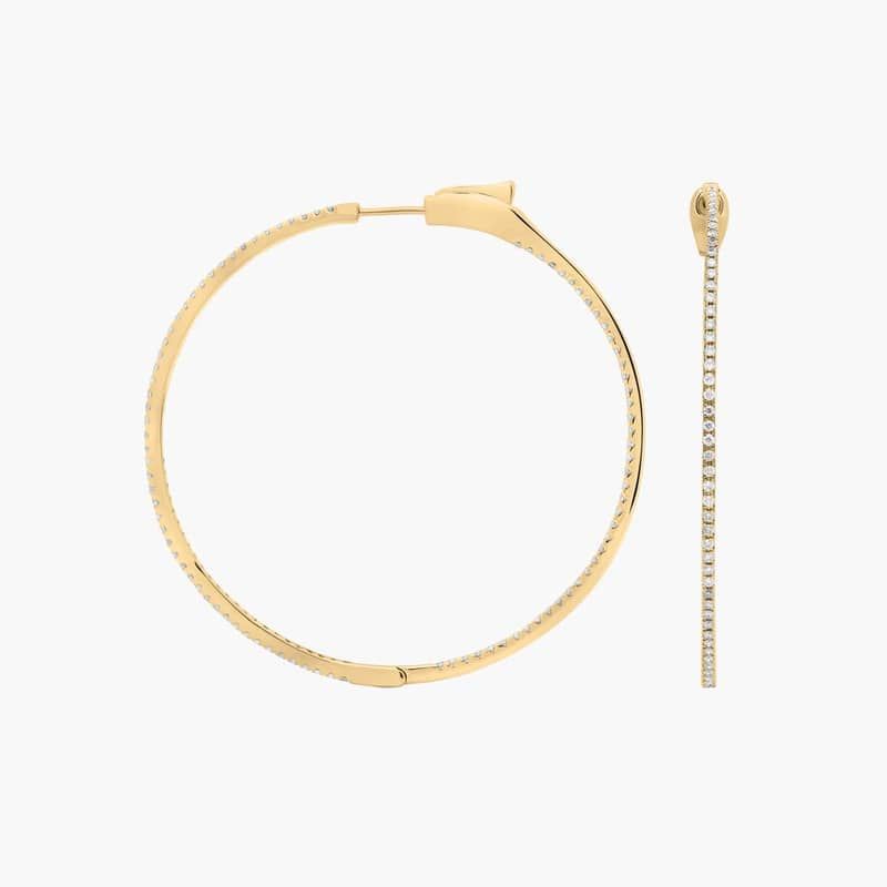 Inside Out Lab Grown Diamond Round Hoops, 1 1/2 Inch Diameter In 14K Yellow Gold (1/2 Ct. tw. - F-G / VS2-SI1)