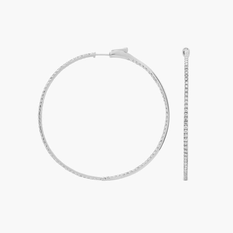 Inside Out Lab Grown Diamond Round Hoops, 2 Inch Diameter In 14K White Gold (2 Ct. tw. - F-G / VS2-SI1)