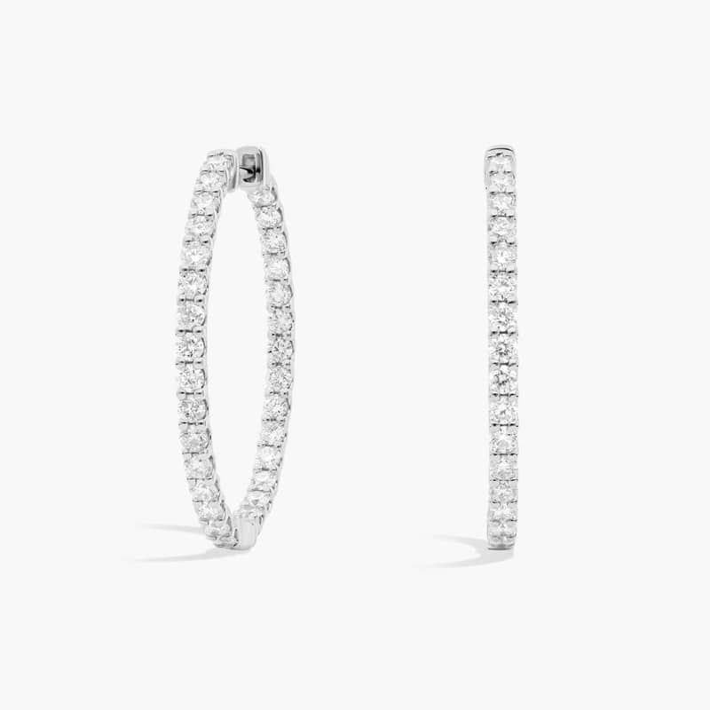 Inside Out Lab Grown Diamond Hoop Earrings In 14K White Gold (2 Ct. tw. - F-G / VS2-SI1)