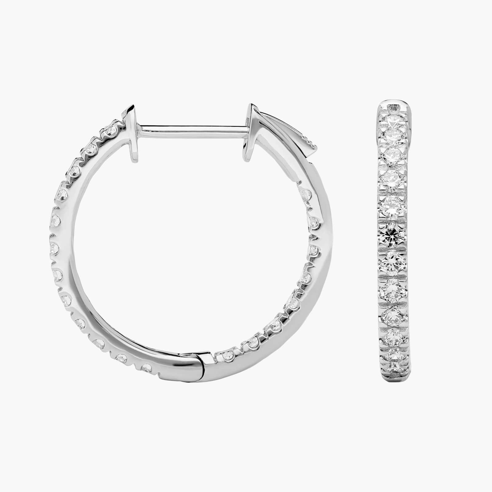 Riviera Diamond Inside Out Hoop Earrings in 14K White Gold (1 Ct. Tw.)