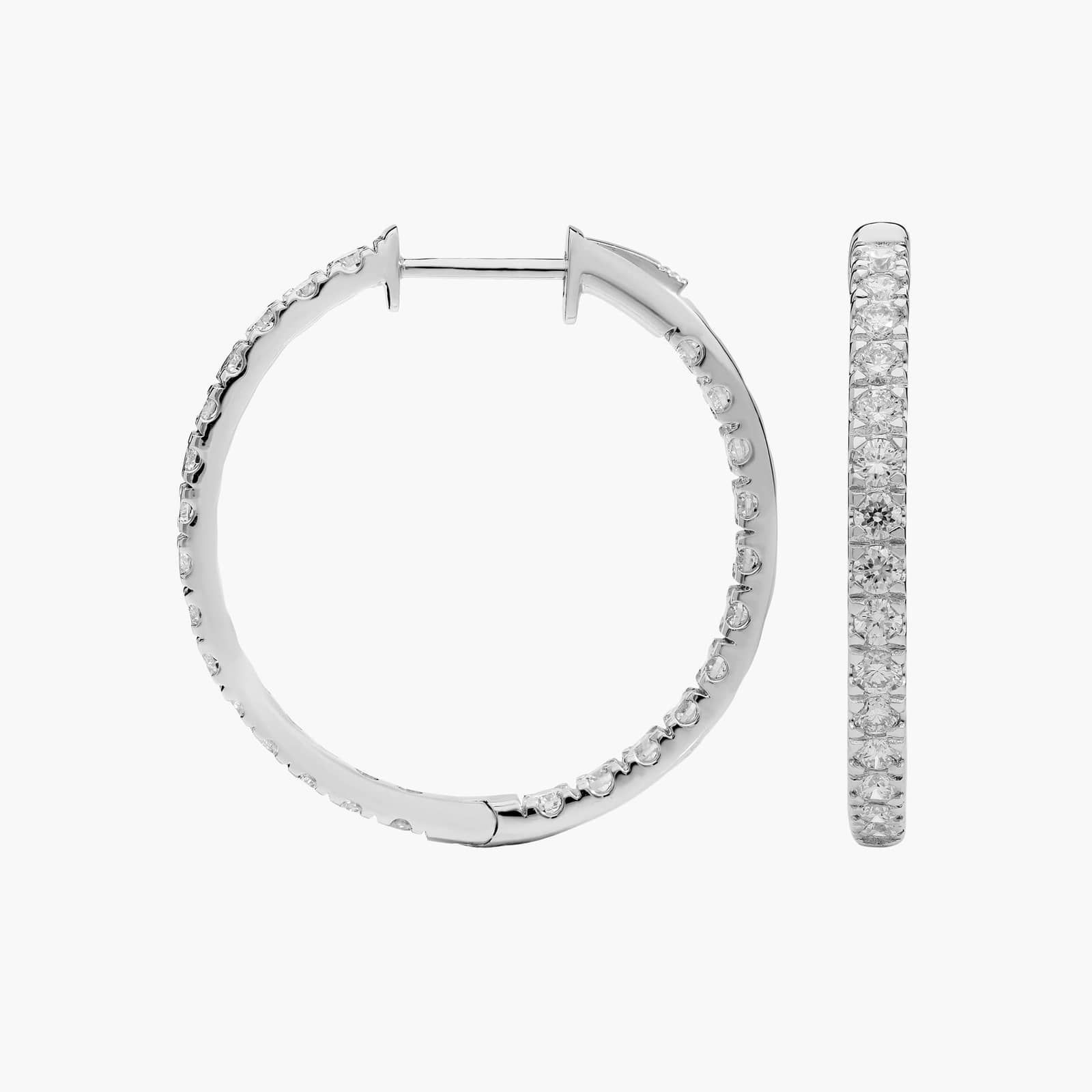 Riviera Diamond Inside Out Hoop Earrings in 14K White Gold (2 Ct. Tw.)