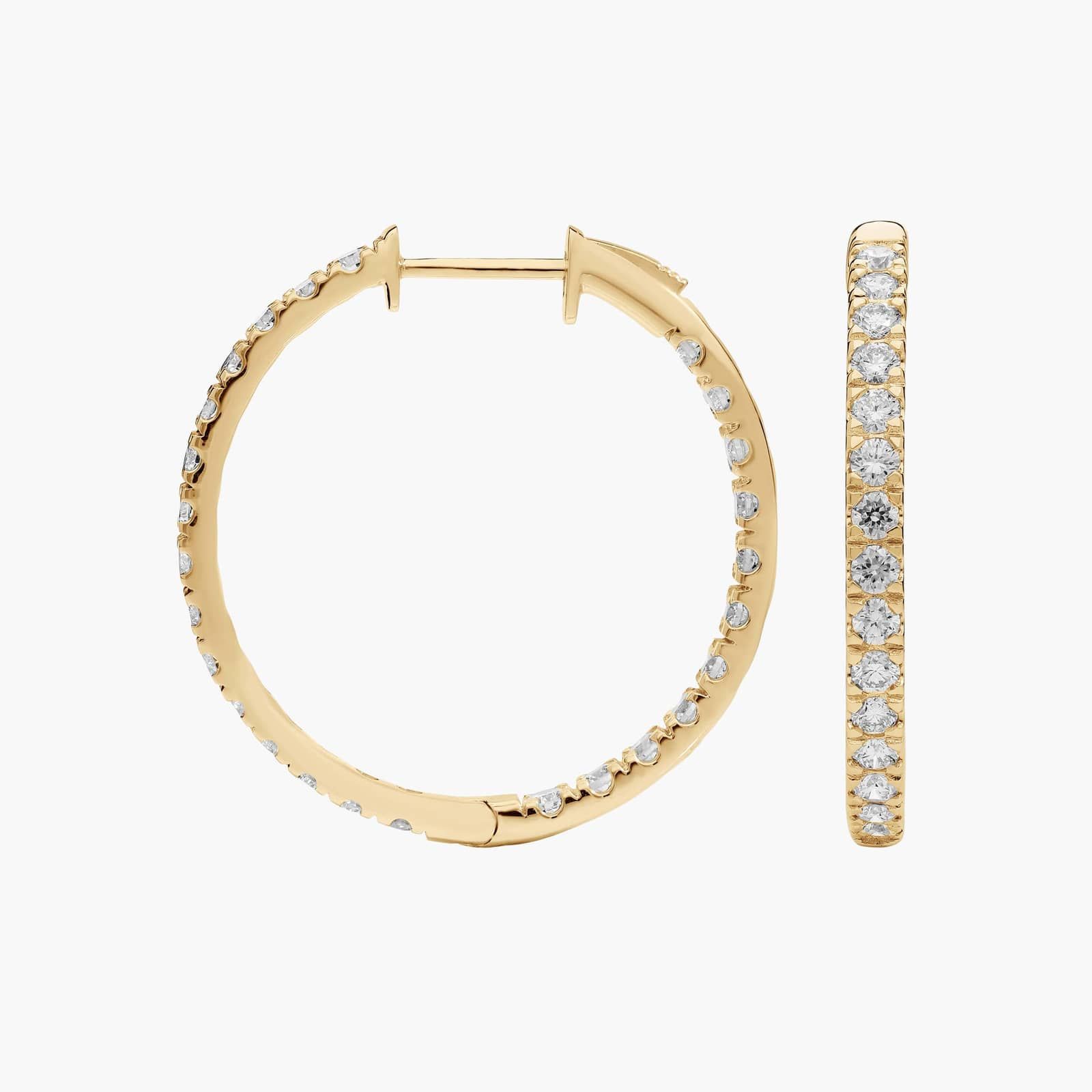 Riviera Diamond Inside Out Hoop Earrings in 14k Yellow Gold (2 Ct. Tw.)