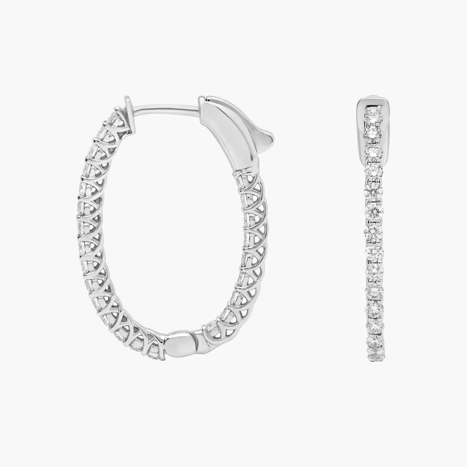 Round Diamond Hoop Earrings, 1 Inch Diameter in 14K White Gold (1 Ct. Tw.)
