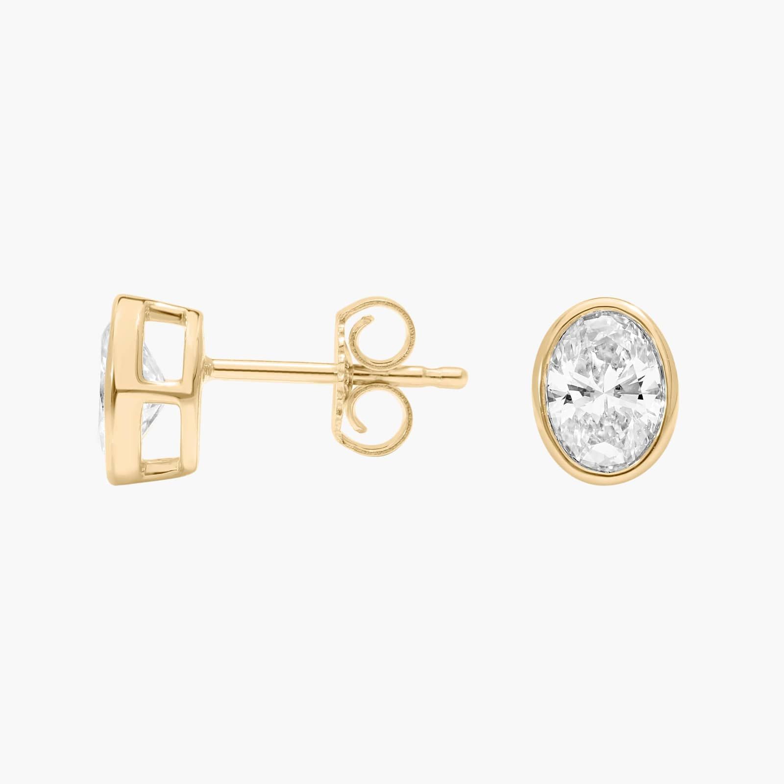 Bezel Stud Earrings With 0.75 CTW Oval Cut Lab-Grown Diamonds in 14K Yellow Gold