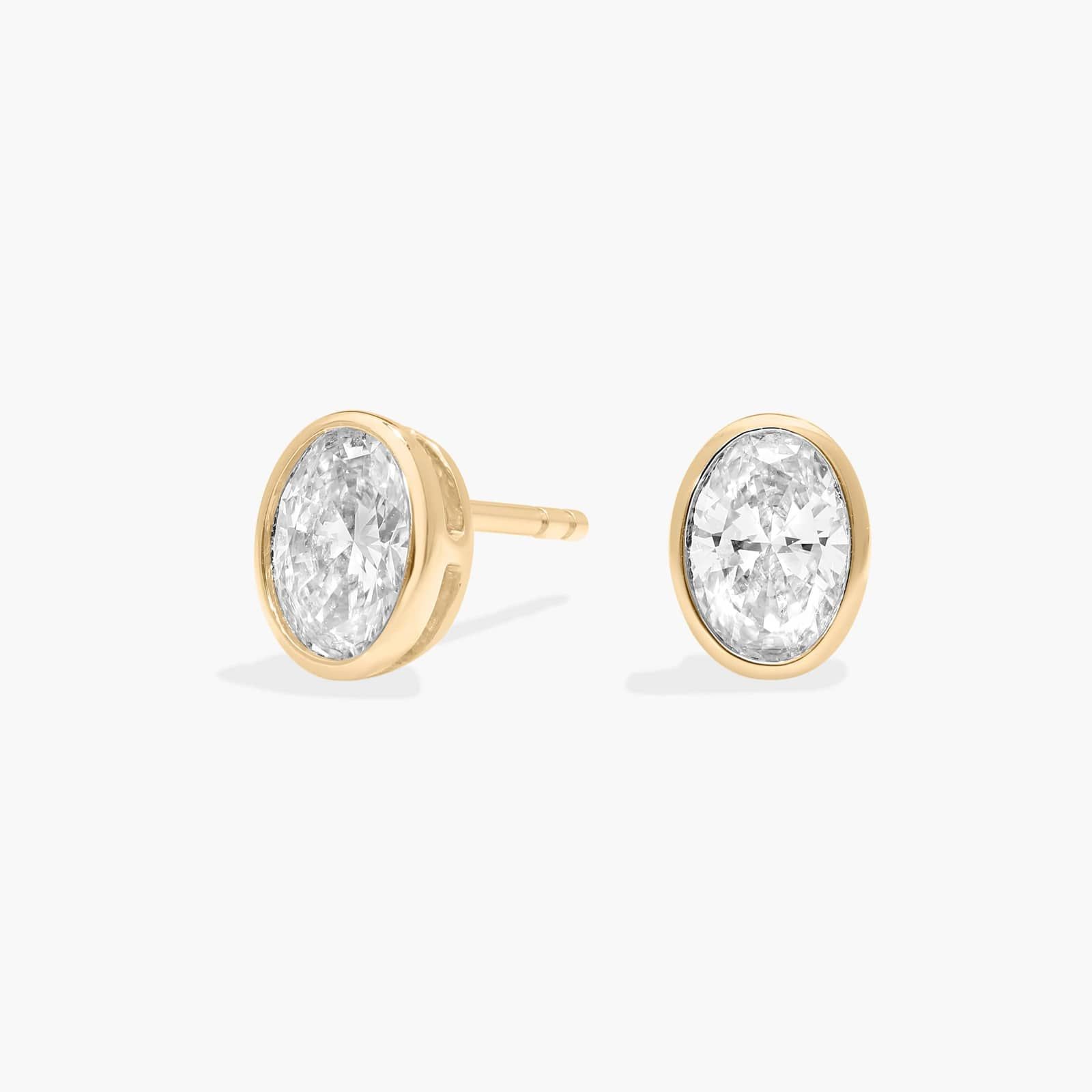 Bezel Stud Earrings With 1 CTW Oval Cut Lab-Grown Diamonds in 14K Yellow Gold