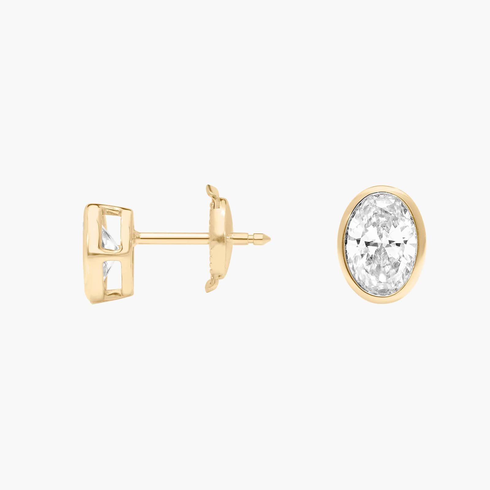 Bezel Stud Earrings With 1 CTW Oval Cut Lab-Grown Diamonds in 14K Yellow Gold