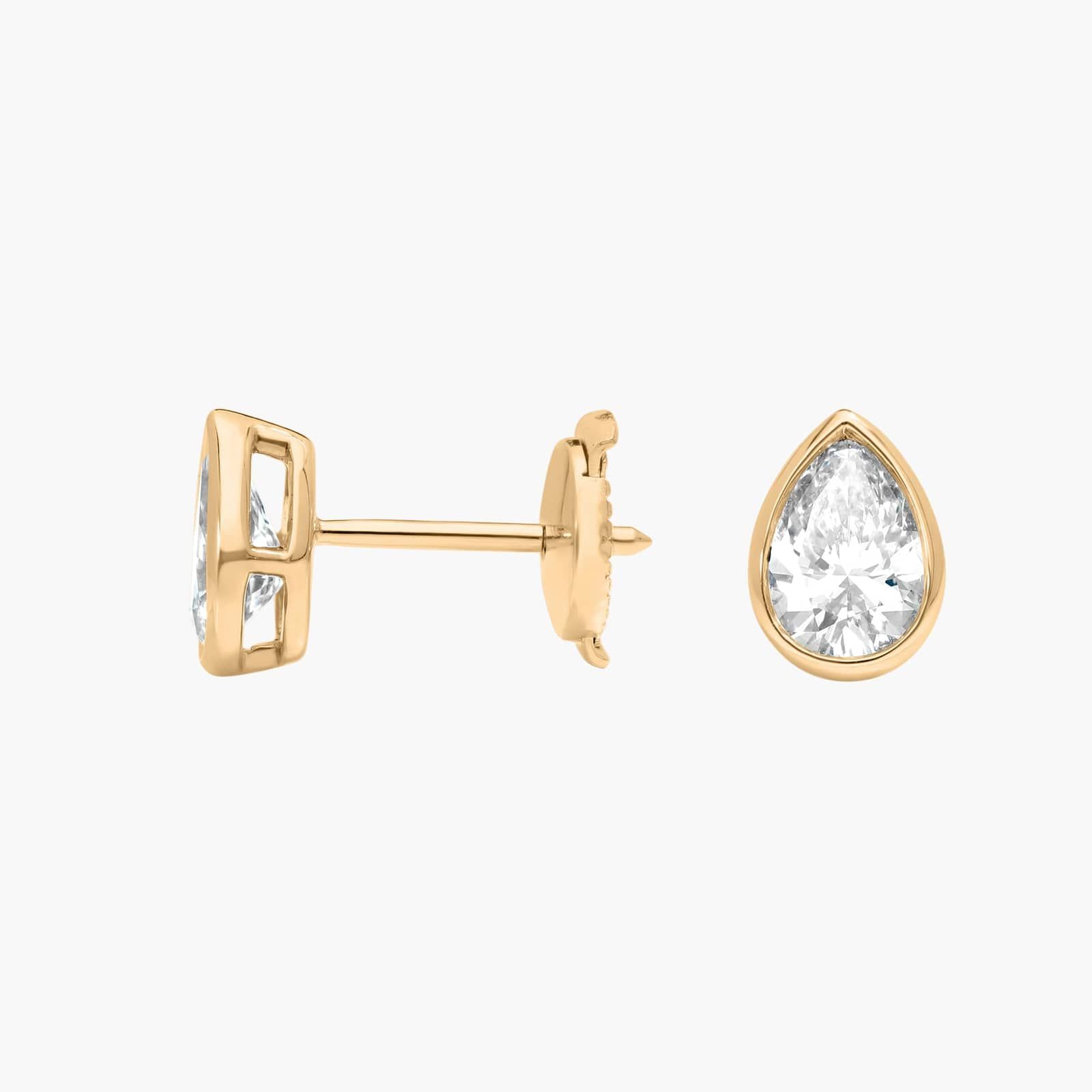 Bezel Stud Earrings With 1 CTW Pear Shaped Lab-Grown Diamonds in 14K Yellow Gold