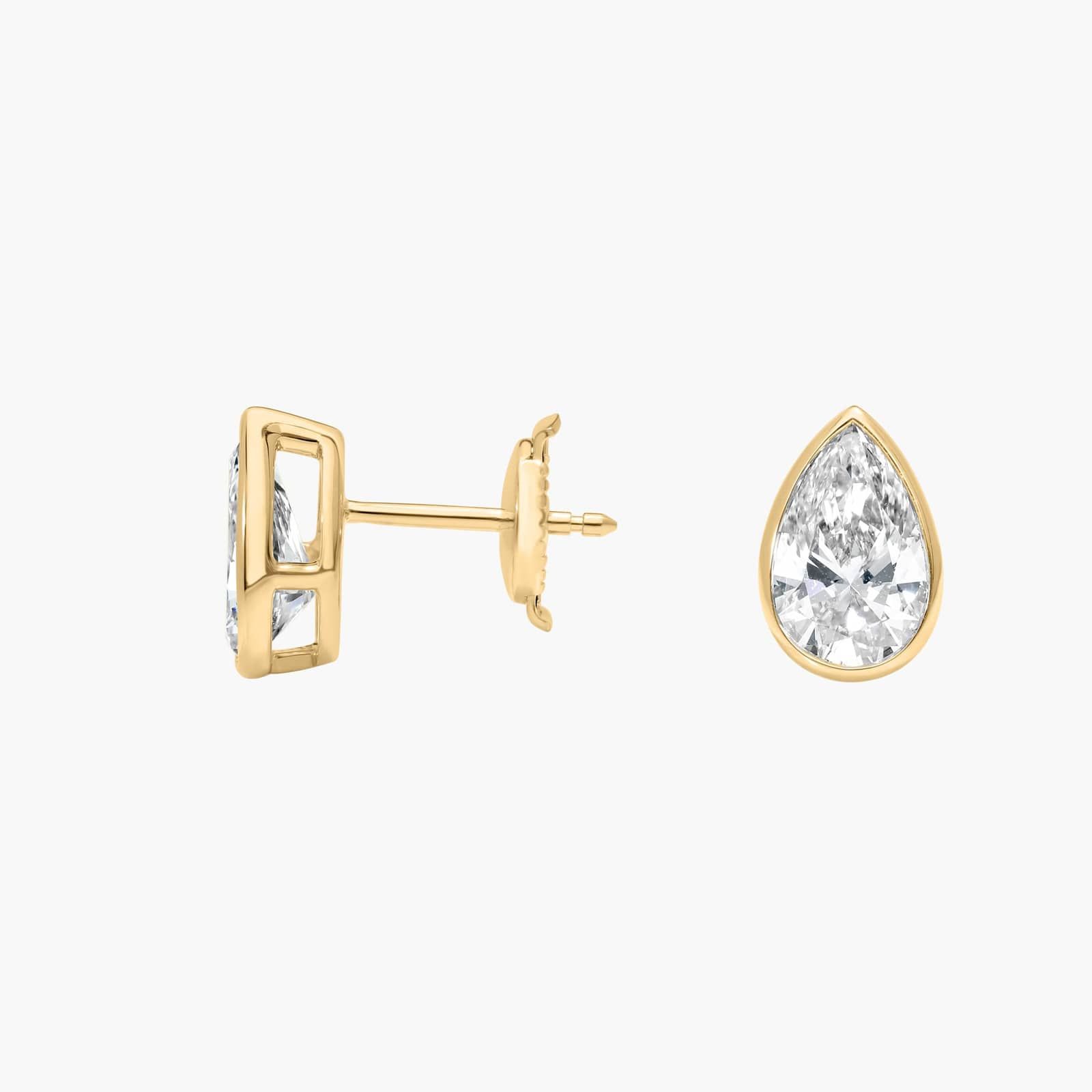 Bezel Stud Earrings With 2 CTW Pear Shaped Lab-Grown Diamonds in 14K Yellow Gold