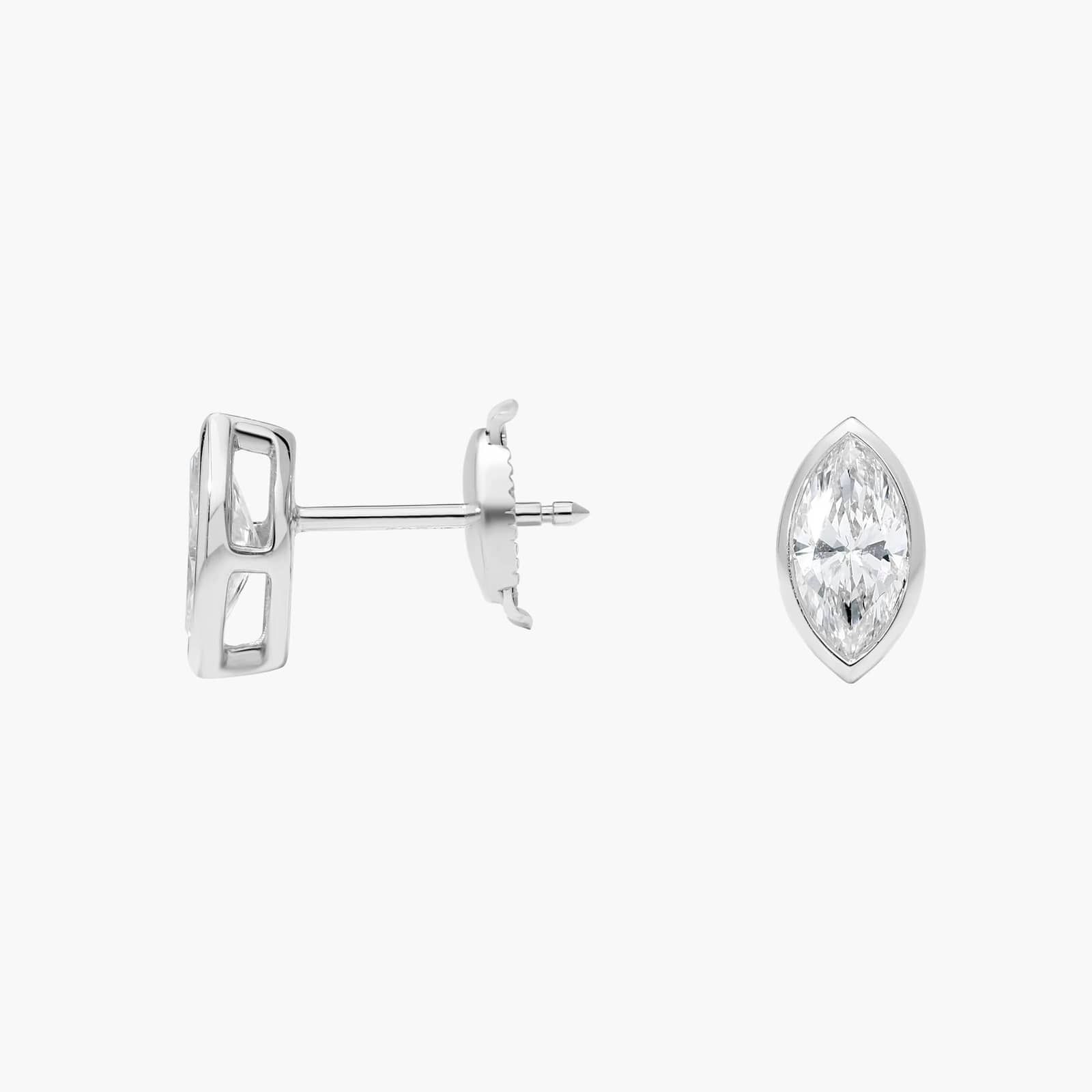 Bezel Stud Earrings With 1 CTW Marquise Cut Lab-Grown Diamonds in 14K White Gold