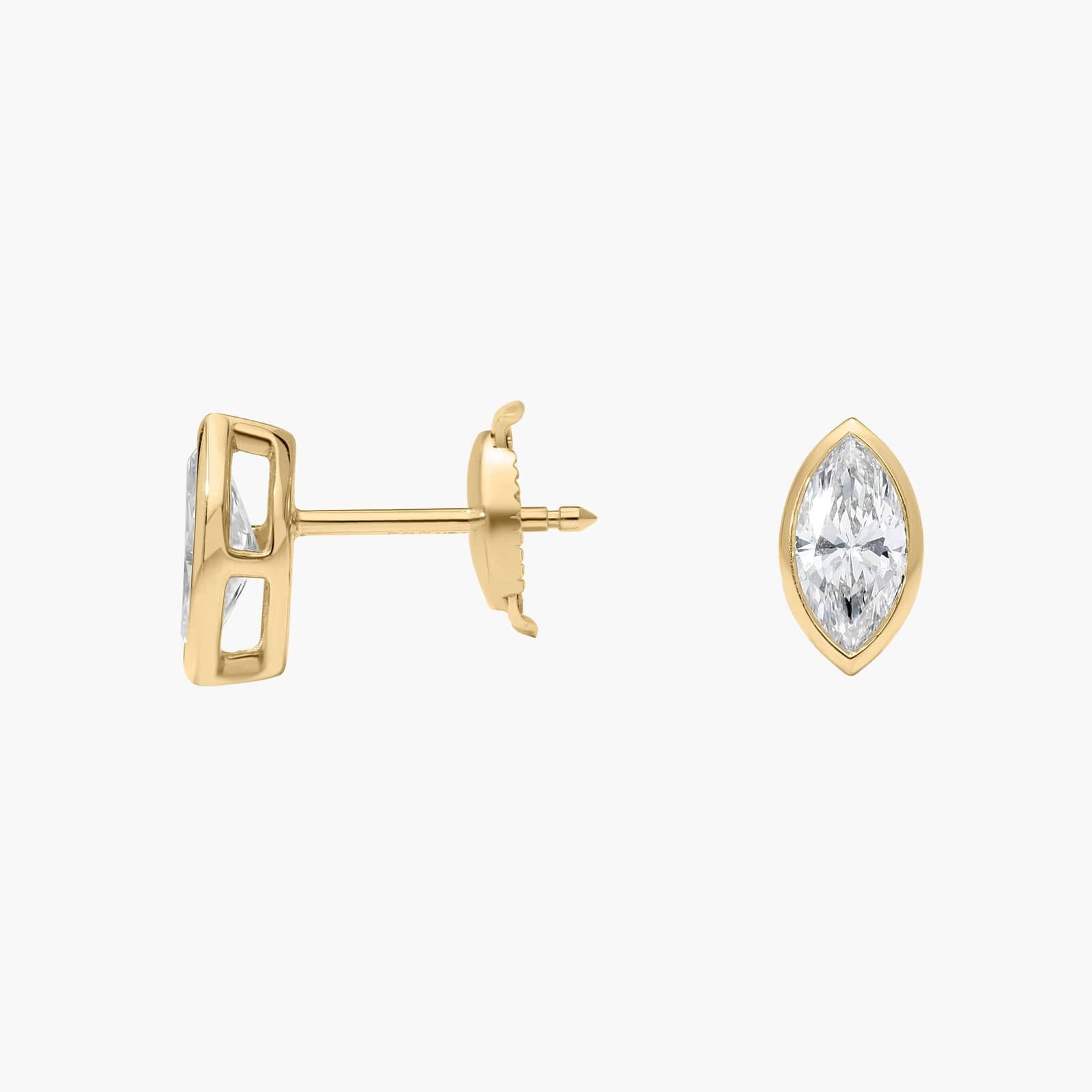 Bezel Stud Earrings With 1 CTW Marquise Cut Lab-Grown Diamonds in 14K Yellow Gold