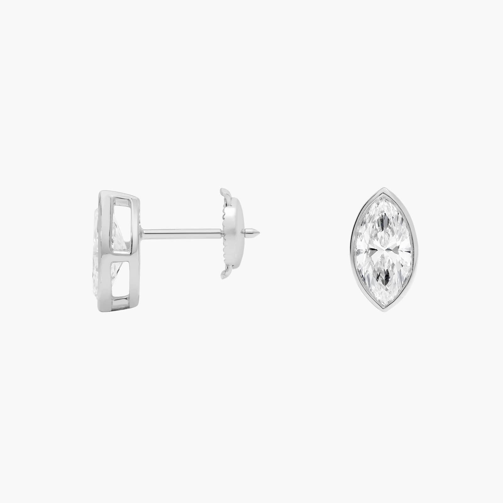 Bezel Stud Earrings With 1.5 CTW Marquise Cut Lab-Grown Diamonds in 14K White Gold
