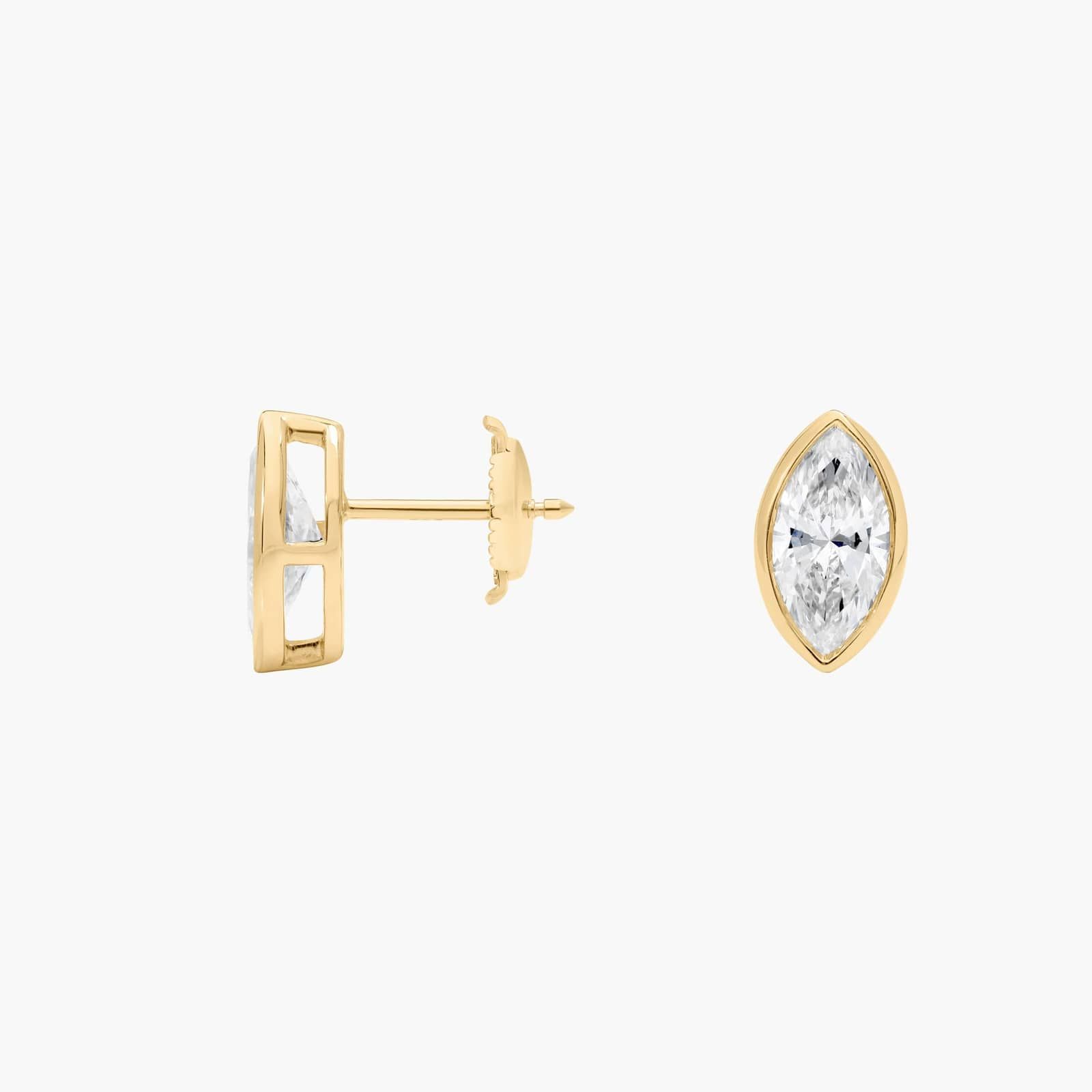 Bezel Stud Earrings With 2 CTW Marquise Cut Lab-Grown Diamonds in 14K Yellow Gold