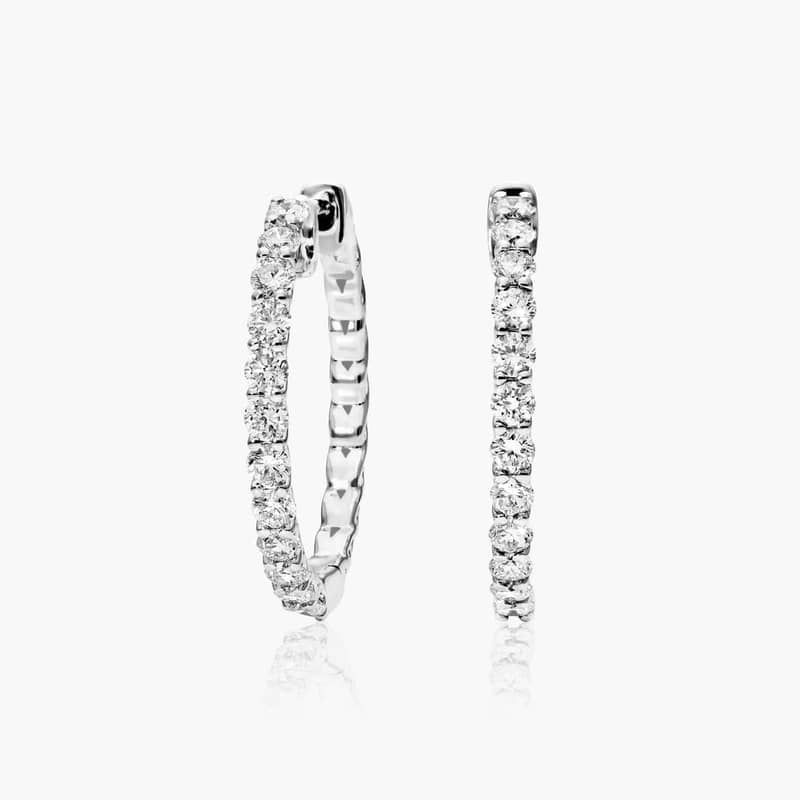 Braided 1 CTW Diamond Hoop Earrings In Platinum