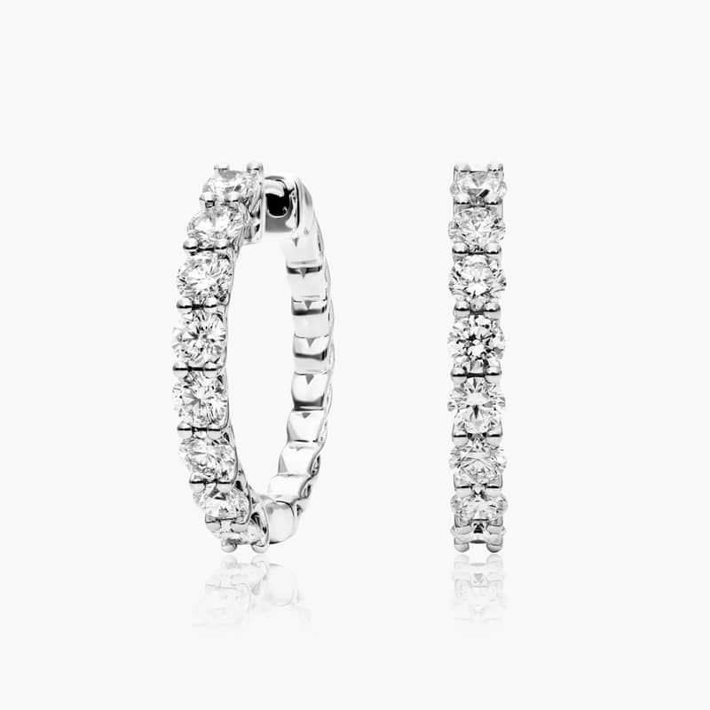 Braided 2 CTW Diamond Hoop Earrings In Platinum