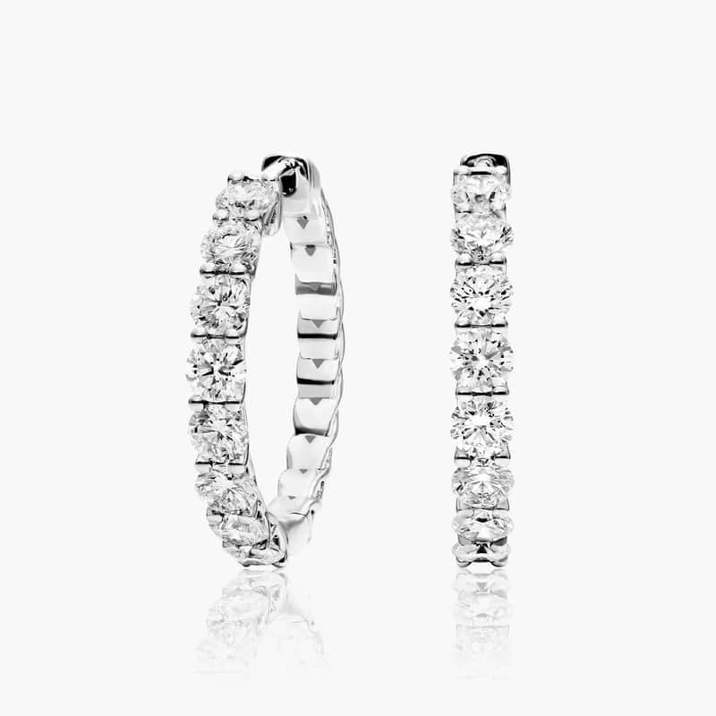 Braided 3 CTW Diamond Hoop Earrings In Platinum