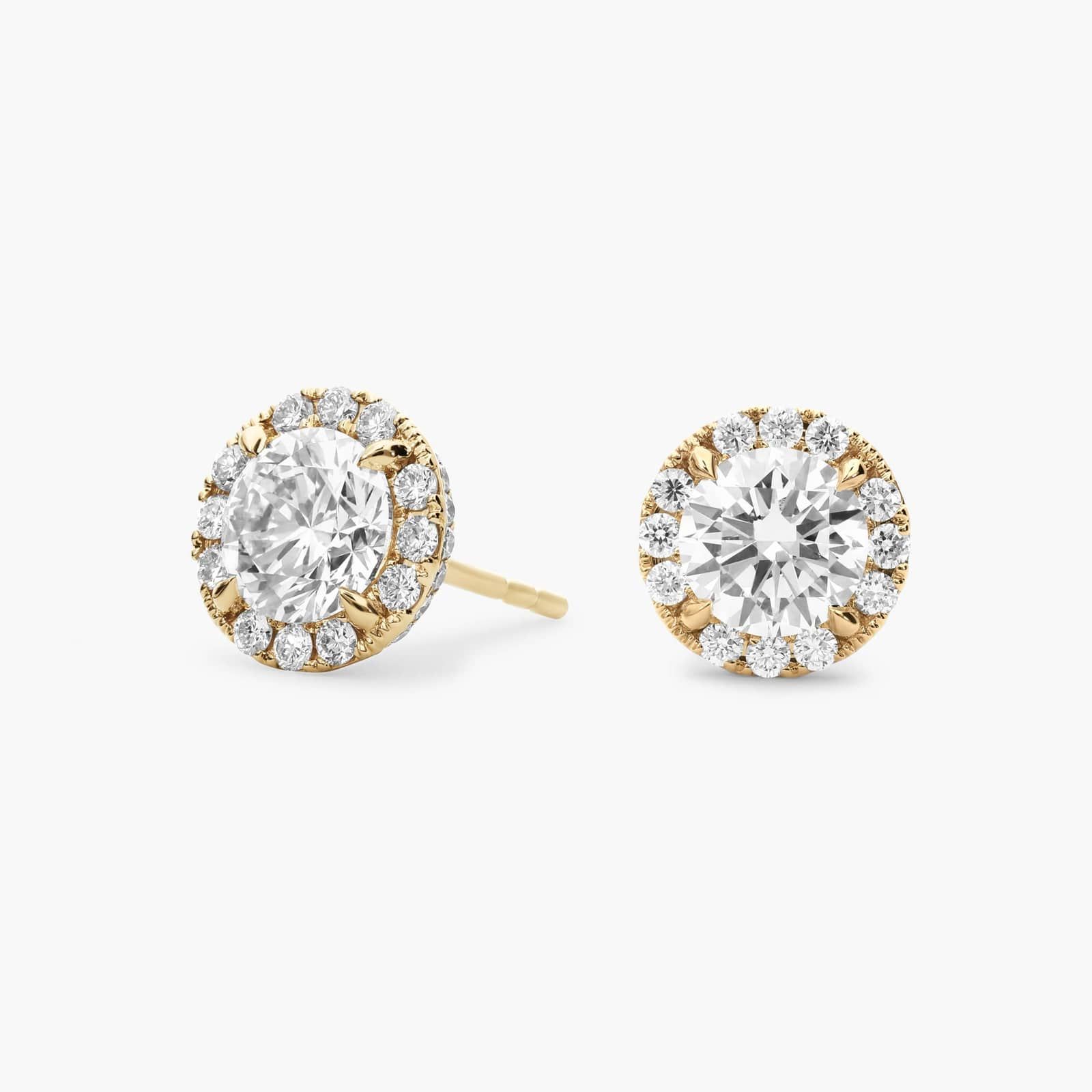 Micro Halo Lab-Grown Diamond Studs in 14K Yellow Gold (2 1/4 ct. tw.)