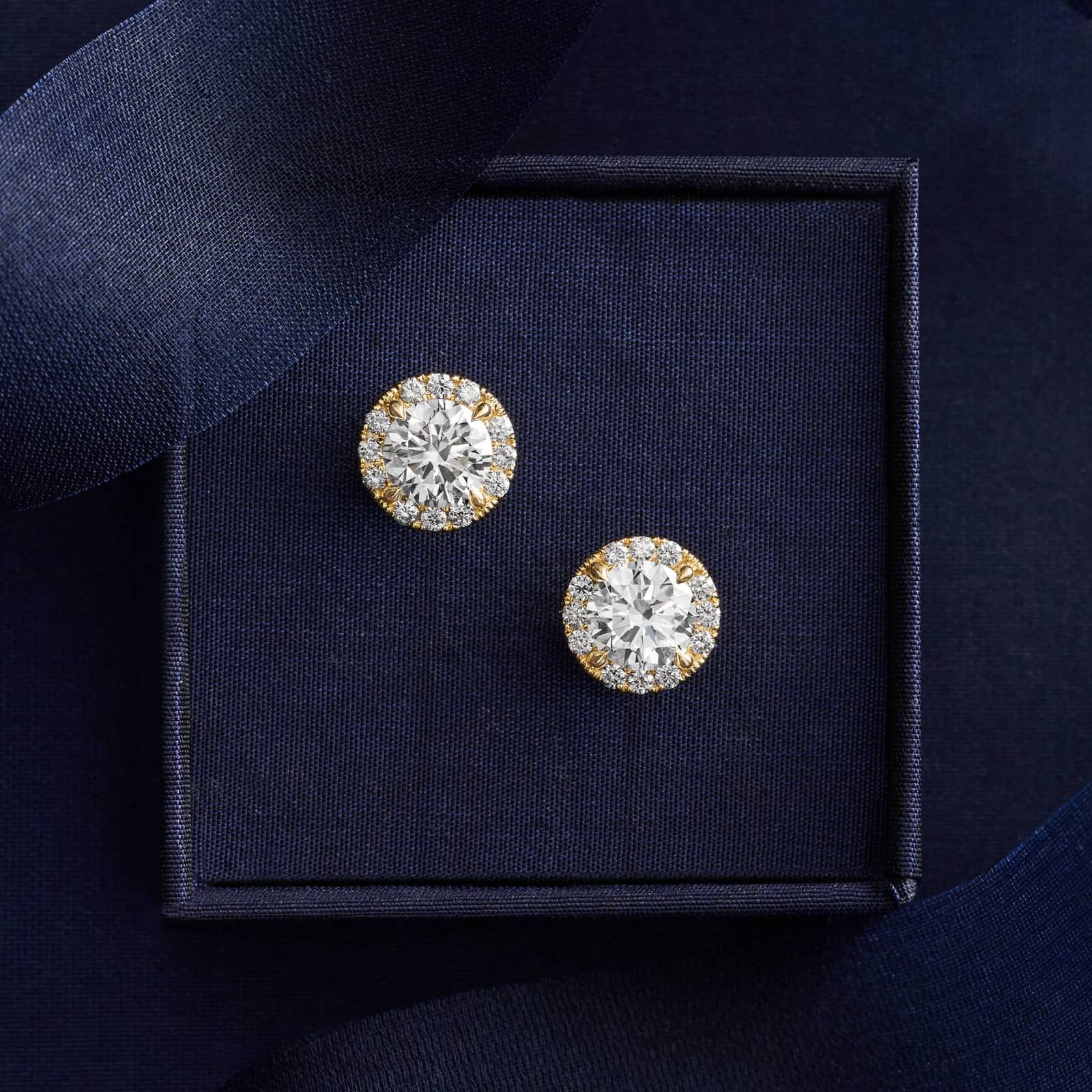 Micro Halo Lab-Grown Diamond Studs in 14K Yellow Gold (2 1/4 ct. tw.)