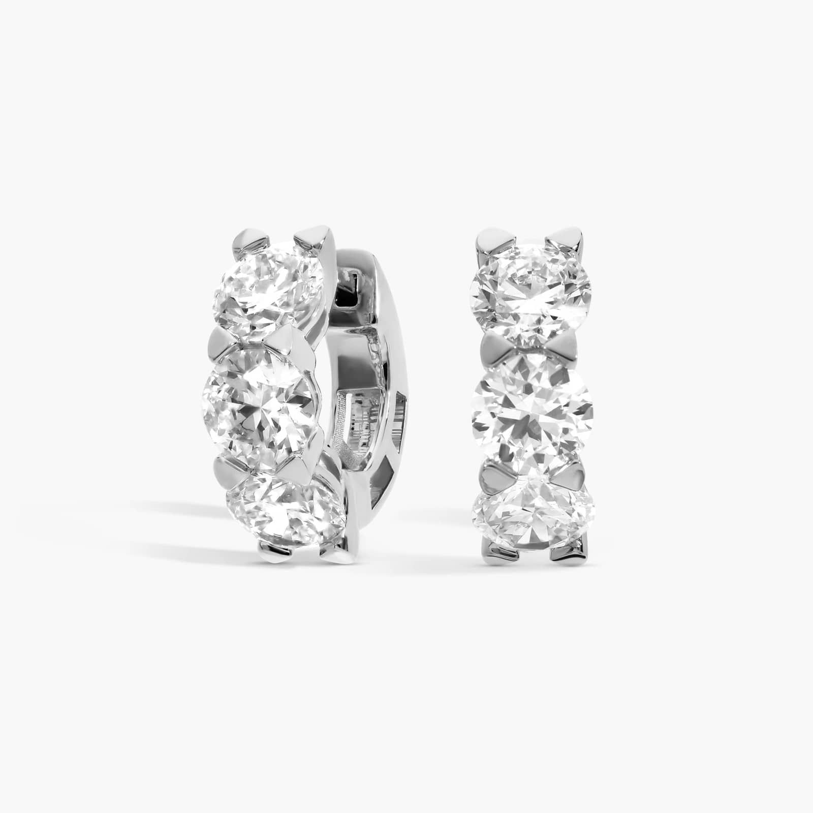 Three-Stone Lab-Grown Diamond Huggies 14K White Gold (3 1/2 ct. tw.)